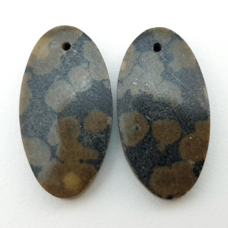 Variolite pair of cabochons with hole 25x13 mm no P252
