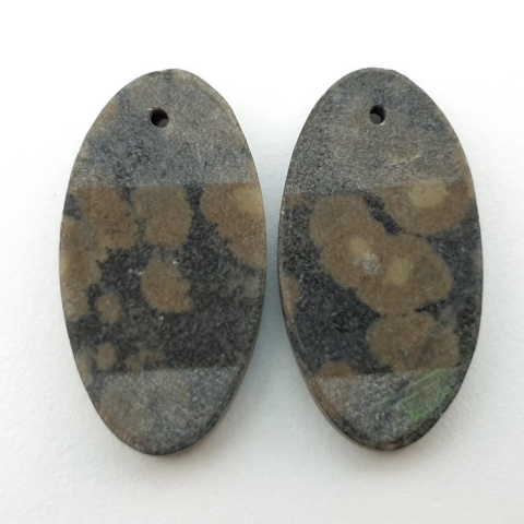 Variolite pair of cabochons with hole 25x13 mm no P252 Variolite pair of cabochons with hole 25x13 mm no P252