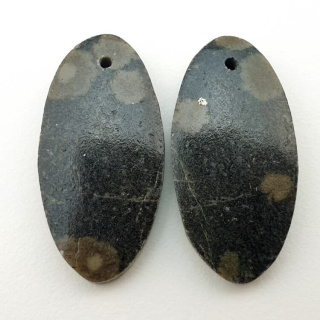 Variolite pair of cabochons with hole 26x13 mm no P250