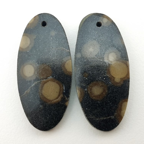 Variolite pair of cabochons with hole 27x13 mm no P258 Variolite pair of cabochons with hole 27x13 mm no P258