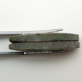 Variolite pair of cabochons with hole 29x11 mm no P257