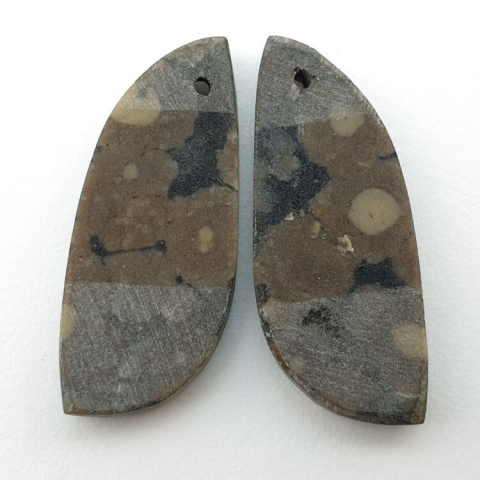 Variolite pair of cabochons with hole 29x11 mm no P257 Variolite pair of cabochons with hole 29x11 mm no P257