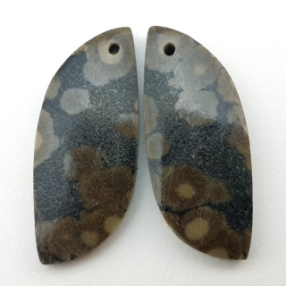 Variolite pair of cabochons with hole 29x12 mm no P259