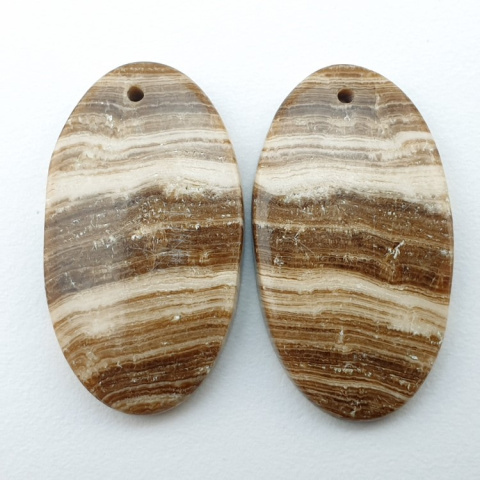 Aragonite pair of cabochons with hole 27x15 mm no. P436 Aragonite pair of cabochons with hole 27x15 mm no. P436