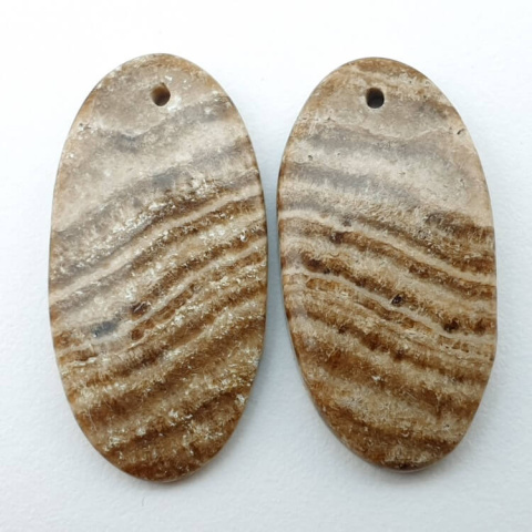Aragonite pair of cabochons with hole 28x15 mm no. P424 Aragonite pair of cabochons with hole 28x15 mm no. P424