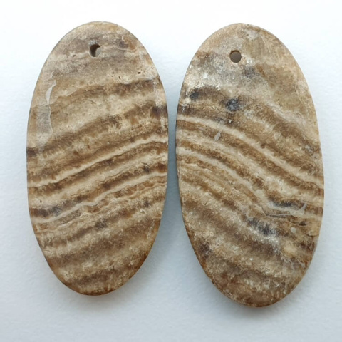 Aragonite pair of cabochons with hole 28x15 mm no. P424 Aragonite pair of cabochons with hole 28x15 mm no. P424