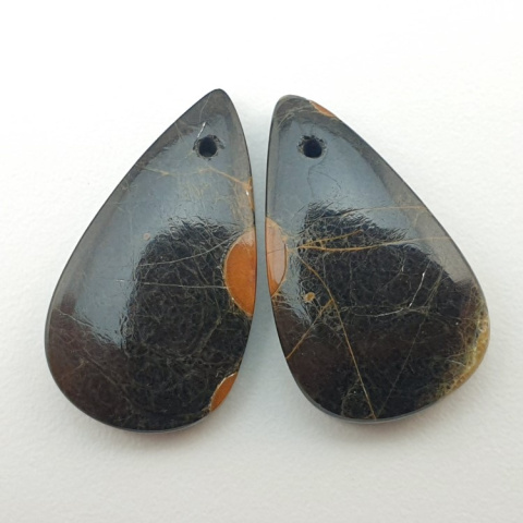 Walnut obsidian pair of cabochons with hole 23x14 mm no. P500 Walnut obsidian pair of cabochons with hole 23x14 mm no. P500