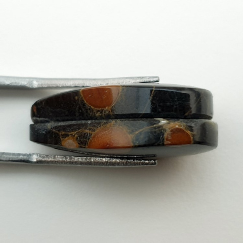 Walnut obsidian pair of cabochons with hole 23x14 mm no. P500 Walnut obsidian pair of cabochons with hole 23x14 mm no. P500