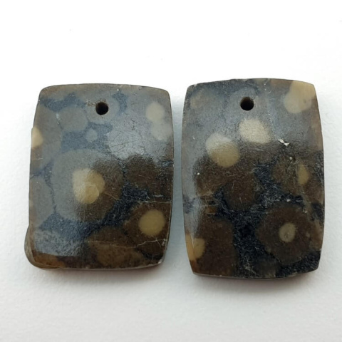 Variolite pair of cabochons with hole 19x14 mm no P268 Variolite pair of cabochons with hole 19x14 mm no P268
