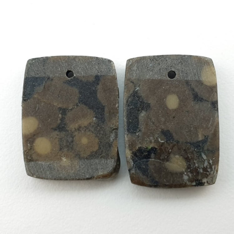 Variolite pair of cabochons with hole 19x14 mm no P268 Variolite pair of cabochons with hole 19x14 mm no P268