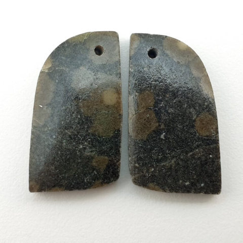 Variolite pair of cabochons with hole 21x12 mm no P265 Variolite pair of cabochons with hole 21x12 mm no P265