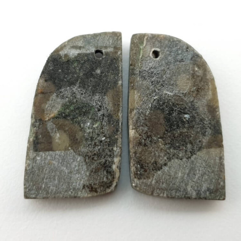 Variolite pair of cabochons with hole 21x12 mm no P265 Variolite pair of cabochons with hole 21x12 mm no P265