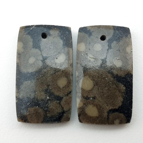 Variolite pair of cabochons with hole 23x13 mm no P266 Variolite pair of cabochons with hole 23x13 mm no P266
