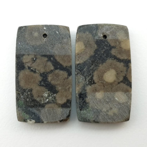 Variolite pair of cabochons with hole 23x13 mm no P266 Variolite pair of cabochons with hole 23x13 mm no P266