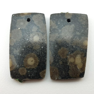 Variolite pair of cabochons with hole 24x13 mm no P269