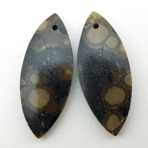 Variolite pair of cabochons with hole 29x12 mm no P264 Variolite pair of cabochons with hole 29x12 mm no P264