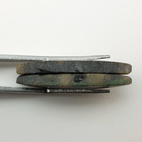 Variolite pair of cabochons with hole 29x12 mm no P264 Variolite pair of cabochons with hole 29x12 mm no P264