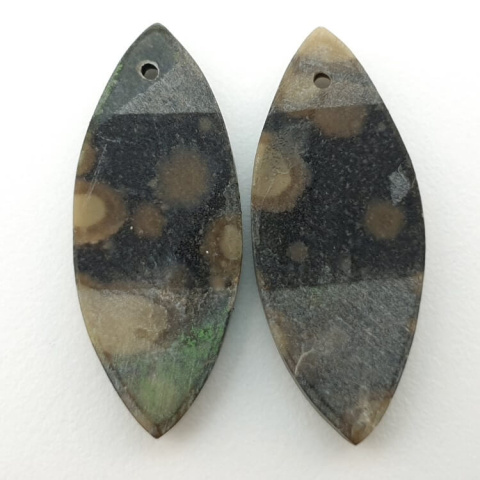 Variolite pair of cabochons with hole 29x12 mm no P264 Variolite pair of cabochons with hole 29x12 mm no P264