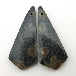 Variolite pair of cabochons with hole 33x14 mm no P267