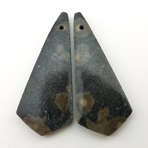 Variolite pair of cabochons with hole 33x14 mm no P267 Variolite pair of cabochons with hole 33x14 mm no P267