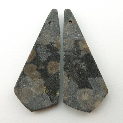 Variolite pair of cabochons with hole 33x14 mm no P267 Variolite pair of cabochons with hole 33x14 mm no P267