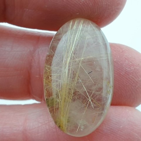 Quartz with rutile cabochon 23x13 mm no 39 Quartz with rutile cabochon 23x13 mm no 39