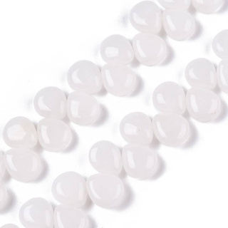 Jade white teardrop bead with hole 12x10 mm 4 pcs.