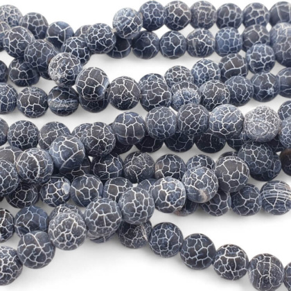 Agate etched graphite ball 8 mm cord