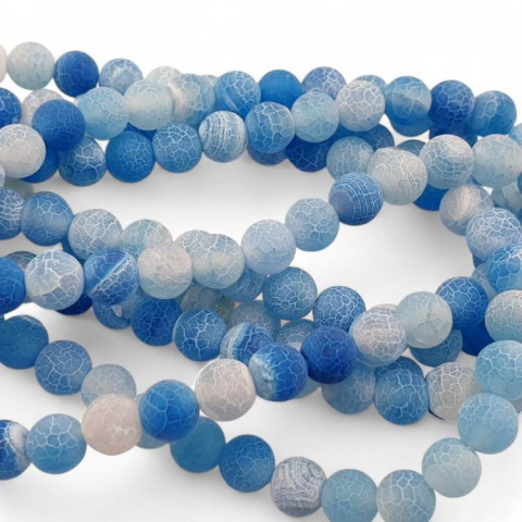 Agate etched blue ball 8 mm string Agate etched blue ball 8 mm string