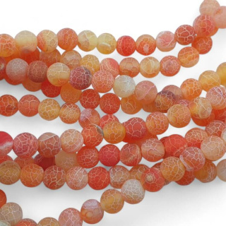 Agate etched orange ball 8 mm 10 pcs