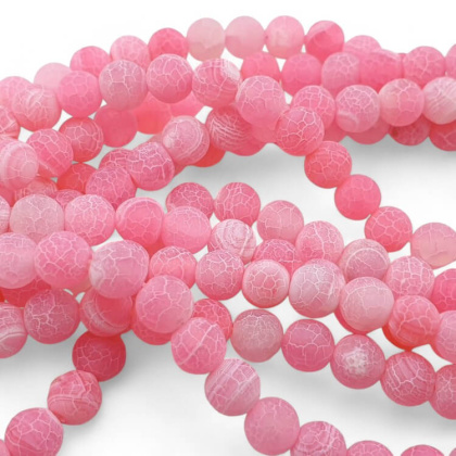 Agate etched pink ball 8 mm cord