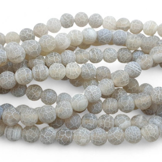 Agate etched grey sphere 8 mm 10 pcs
