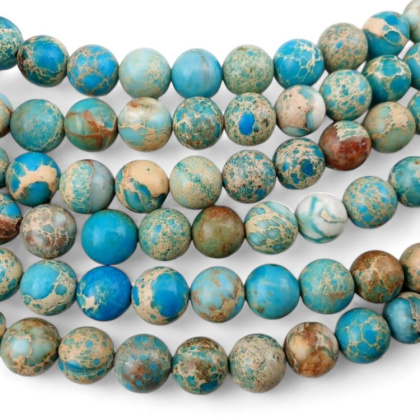 Imperial jasper blue ball 10 mm cord
