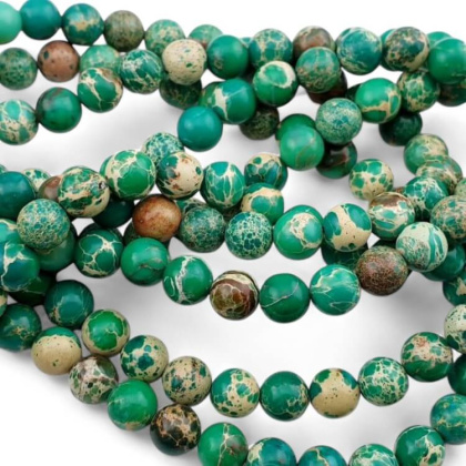 Imperial jasper green ball 8 mm cord