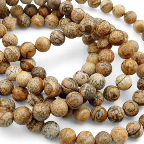 Picture jasper ball 8 mm strand Picture jasper ball 8 mm strand