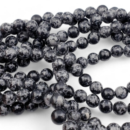 Snow obsidian ball 8 mm strand