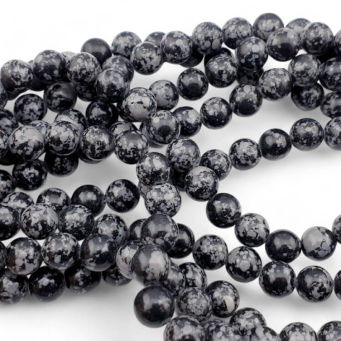 Obsydian śnieżny kula 8 mm sznur Obsydian śnieżny kula 8 mm sznur