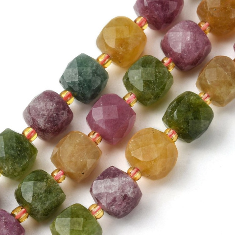 Jade colour tourmaline faceted cube with hole 8x8 mm 4 pcs. Jade colour tourmaline faceted cube with hole 8x8 mm 4 pcs.