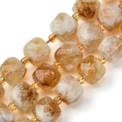 Citrine faceted cube with hole 8x8 mm 4 pcs Citrine faceted cube with hole 8x8 mm 4 pcs