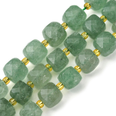 Aventurine quartz faceted cube with hole 8x8 mm 4 pcs. Aventurine quartz faceted cube with hole 8x8 mm 4 pcs.