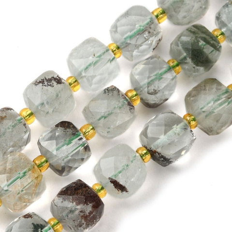 Kwarc lodolit koralik kostka fasetowana z dziurką 8x8 mm 4 szt. Kwarc lodolit koralik kostka fasetowana z dziurką 8x8 mm 4 szt.