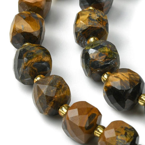 Tiger's eye bead faceted cube with hole 8x8 mm 4 pcs. Tiger's eye bead faceted cube with hole 8x8 mm 4 pcs.