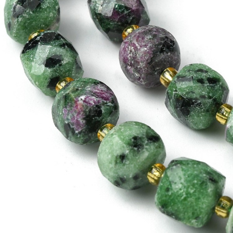 Zoisite with ruby faceted cube with hole 8x8 mm 4 pcs. Zoisite with ruby faceted cube with hole 8x8 mm 4 pcs.