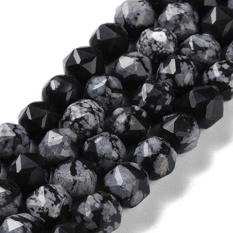 Snow obsidian faceted ball with hole 7-8 mm 4 pcs Snow obsidian faceted ball with hole 7-8 mm 4 pcs