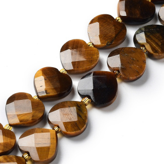 Tiger eye faceted heart with hole 11-12 mm 2 pcs.