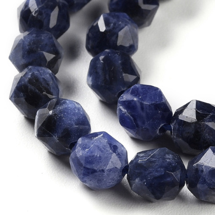 Sodalite faceted ball with hole 7-8 mm 4 pcs