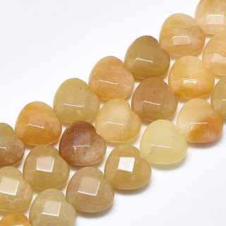 Jadeite topaz heart faceted with hole 15x15 mm 1 pc.