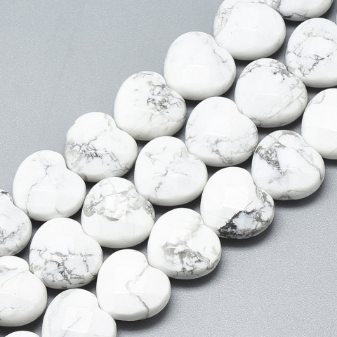 Howlite faceted heart with hole 15x15 mm 1 pc Howlite faceted heart with hole 15x15 mm 1 pc