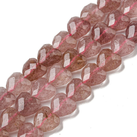 Kwarc truskawkowy serce fasetowane z dziurką 8x8 mm 4 szt. Kwarc truskawkowy serce fasetowane z dziurką 8x8 mm 4 szt.