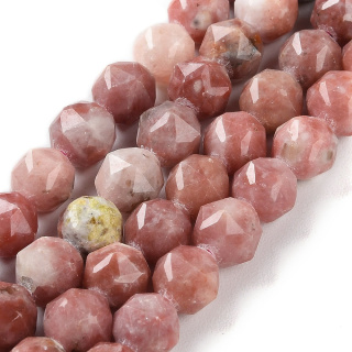 Plum jade faceted ball with hole 7-8 mm 4 pcs.